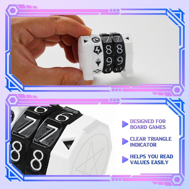 Ravonixis MTG Life Counter Wheel Health Tracker Gradient Game Counter for Board Game Compatible Table top Games with Magic Card Game Accessories CCG Creature Stats (White with Black) - Image 4